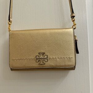 SOLD Tory Burch McGraw Gold Metallic Wallet Clutch and Crossbody